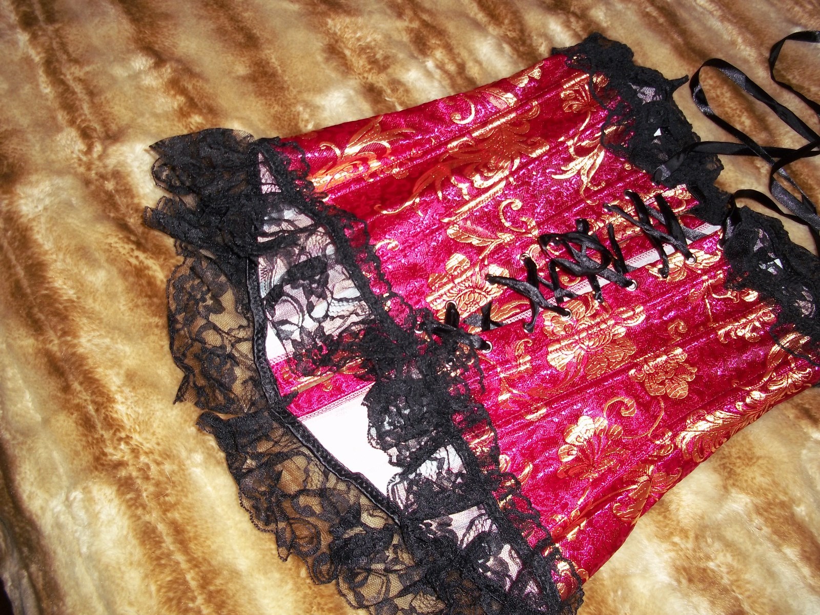 Brocade Lace up Corset Bustier Top Size S