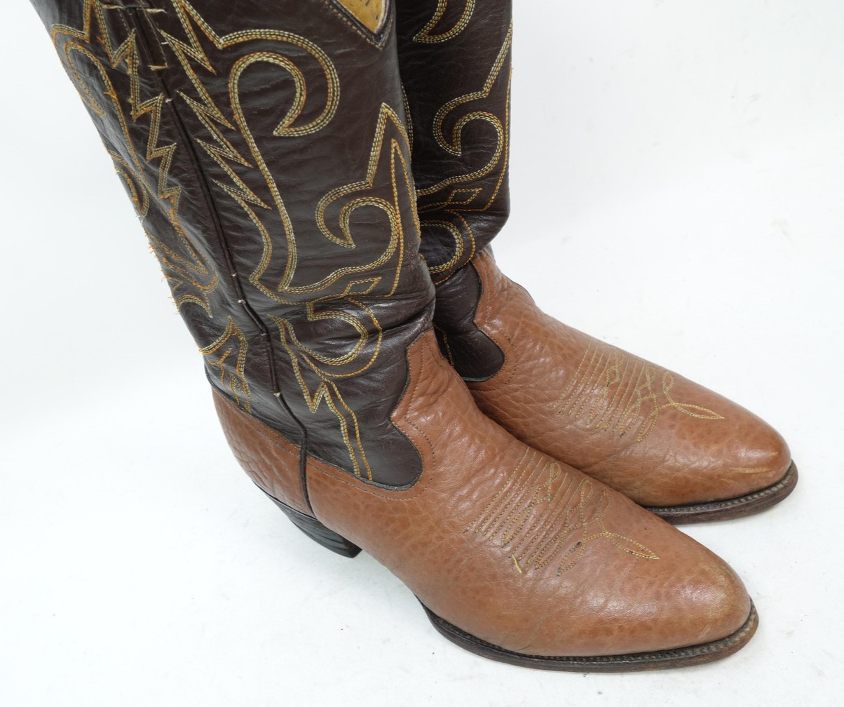 Sheplers Boots Mens Size 10 D Brown Bullhide Leather Western Cowboy