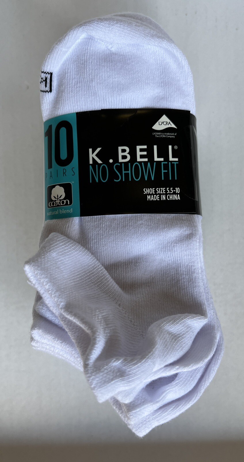 K. Bell Women’s No Show Socks, 5.5-10 Shoe Size, 10 Pairs White