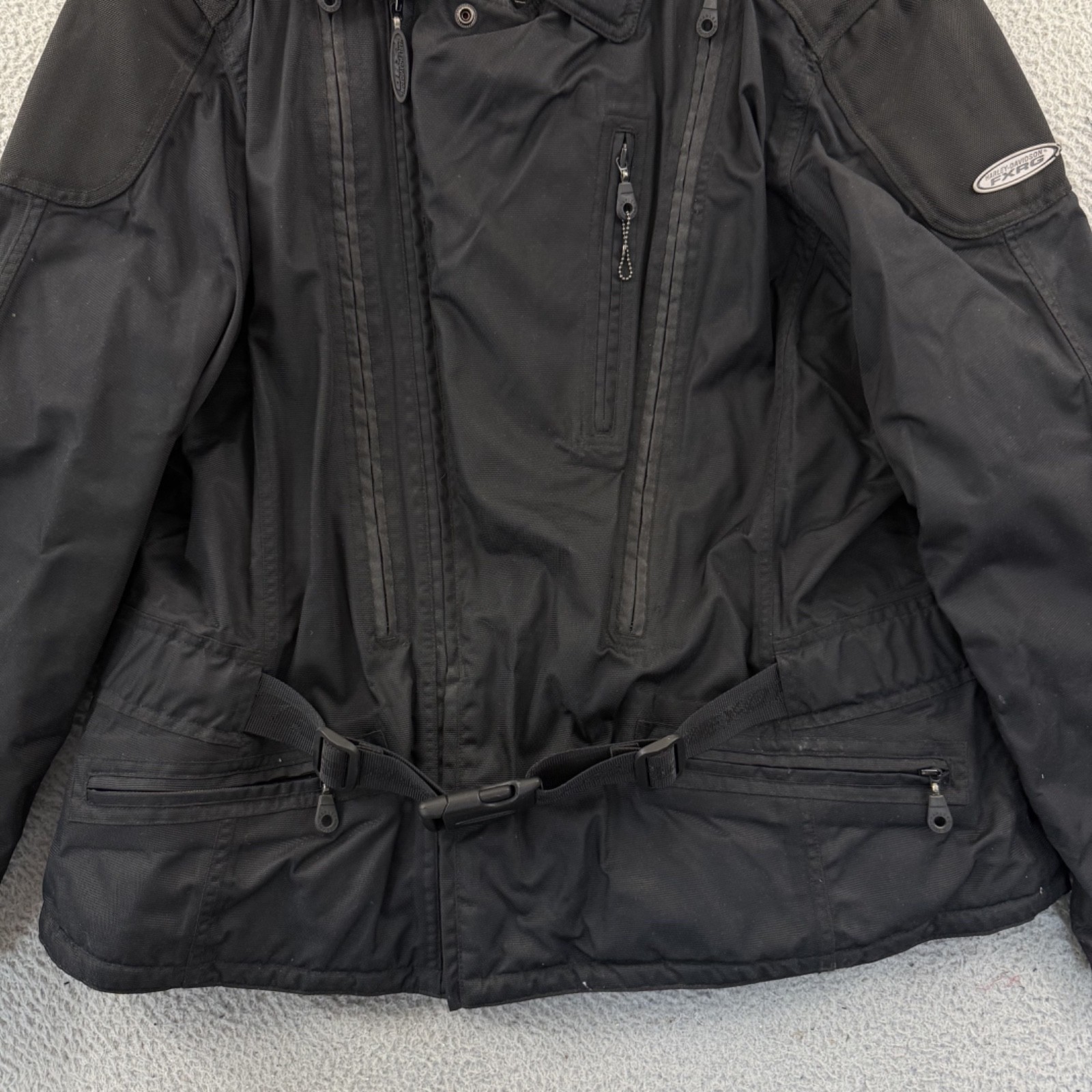 Vintage Harley Davidson FXRG Motorcycle Jacket Mens 2XL Black Biker Outdoor Zip