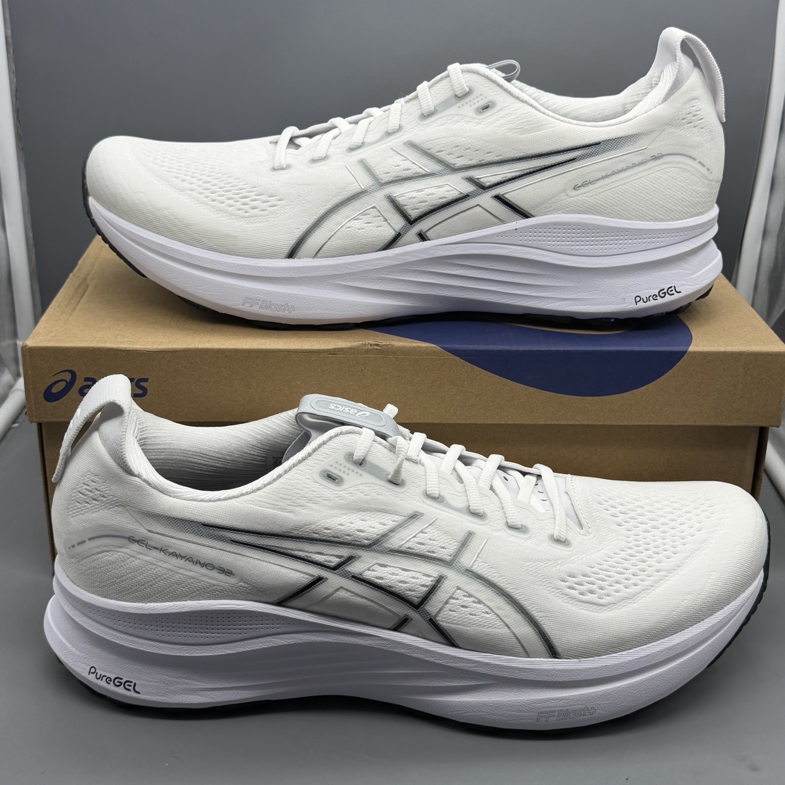 Asics Gel Kayano 32 Mens 15 D Running Shoes Gym Training White Pure Silver NWB!