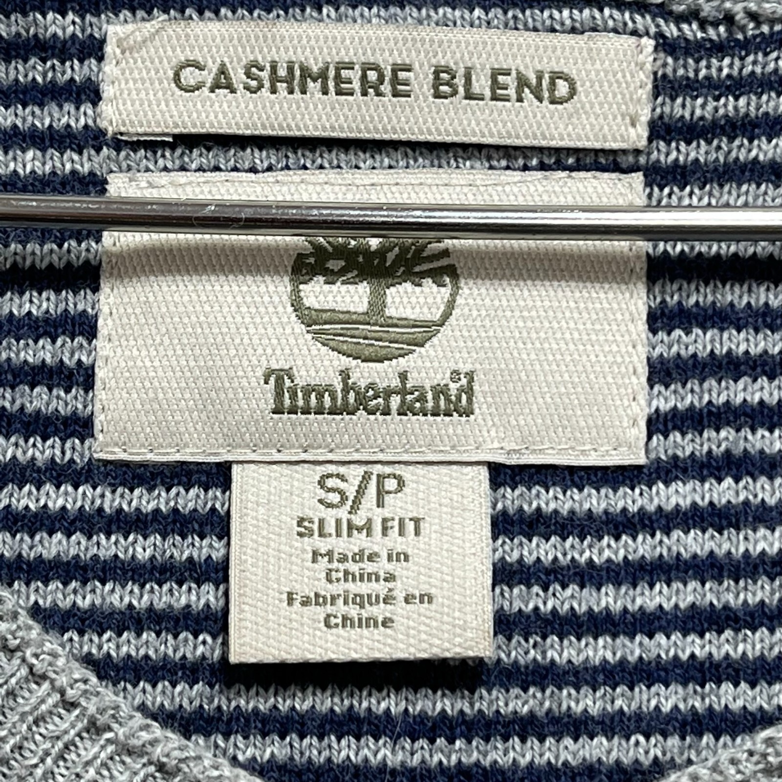Timberland Sweater Men’s Small Gray Cashmere Blend Pullover Slim Fit Long Sleeve