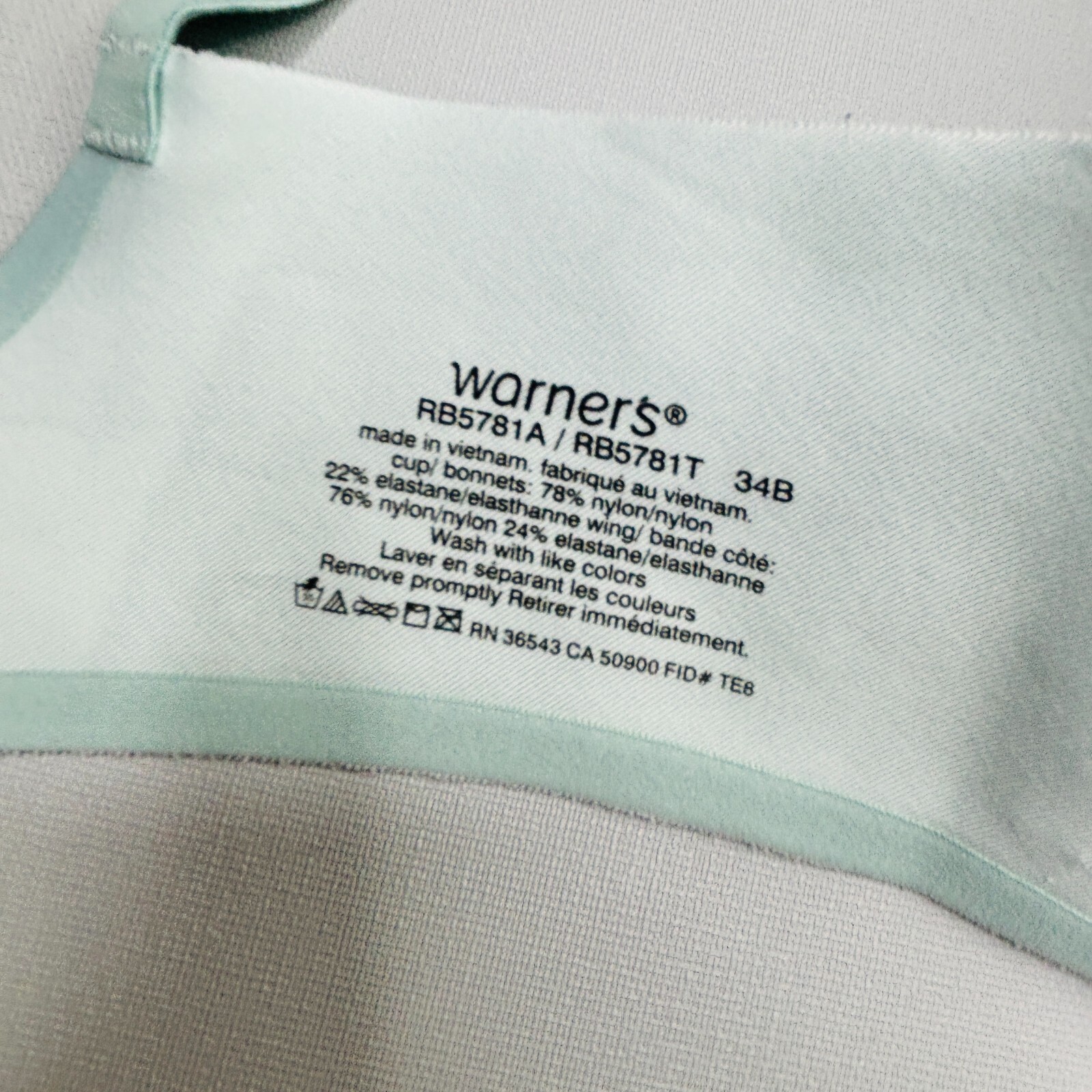 Warners No Side Effects Bra 34B Green Satin Padded Cups Back Smoothing 5781