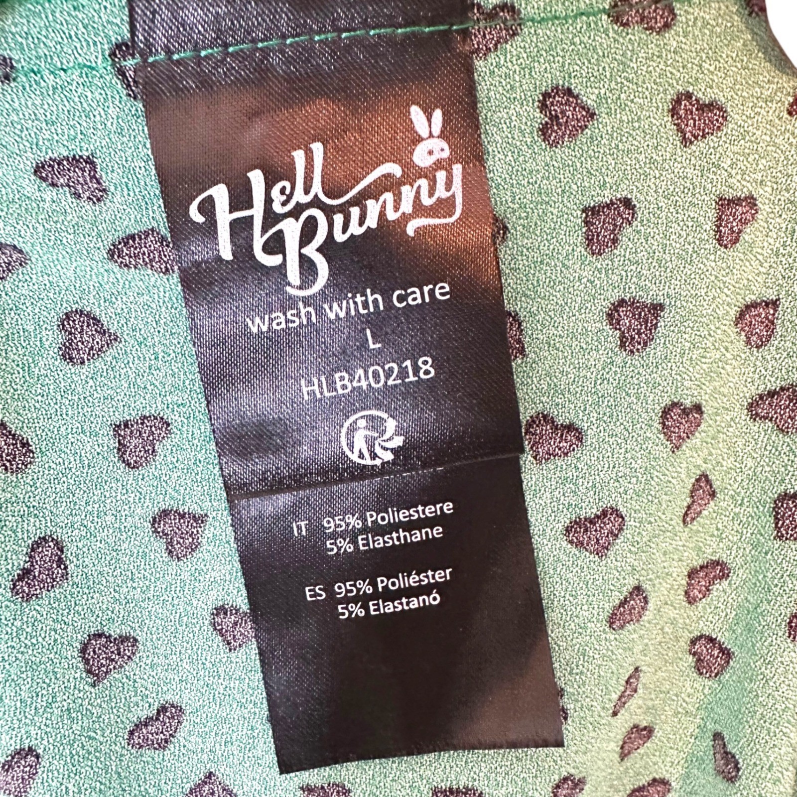 Hell Bunny Dress Paradisum 50s Keyhole Heart Polka Dot Green L Rockabilly Pinup