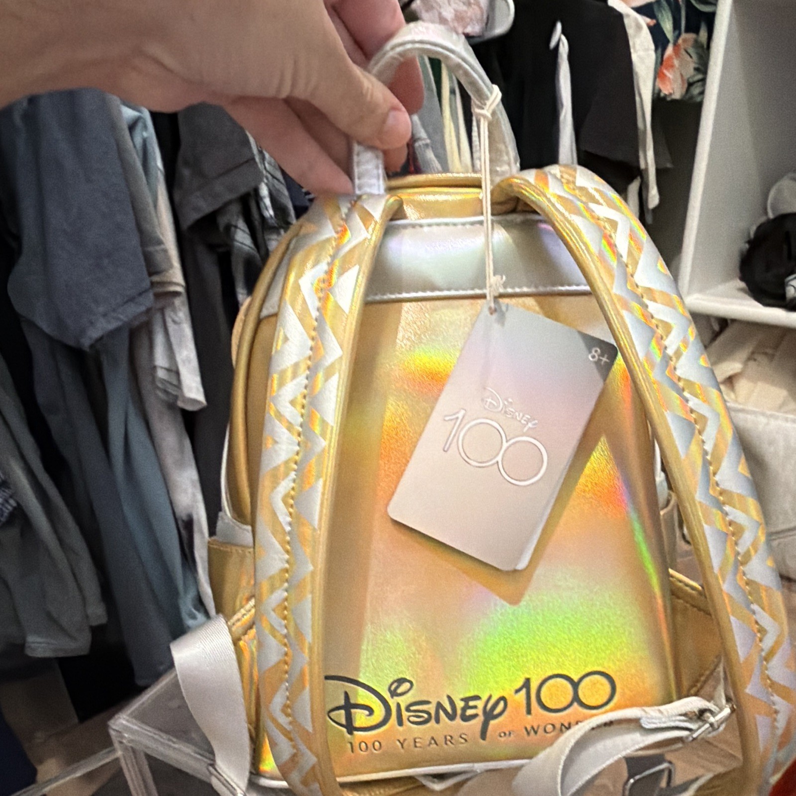Loungefly Disney 100 Simba Mini Backpack Holographic Gold/Silver Faux Leather