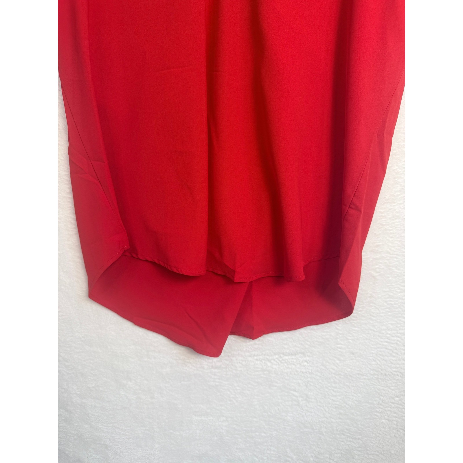 Red Short Sleeve Split V-Neck Blouse XXL High-Low Hem Casual Top NWOT