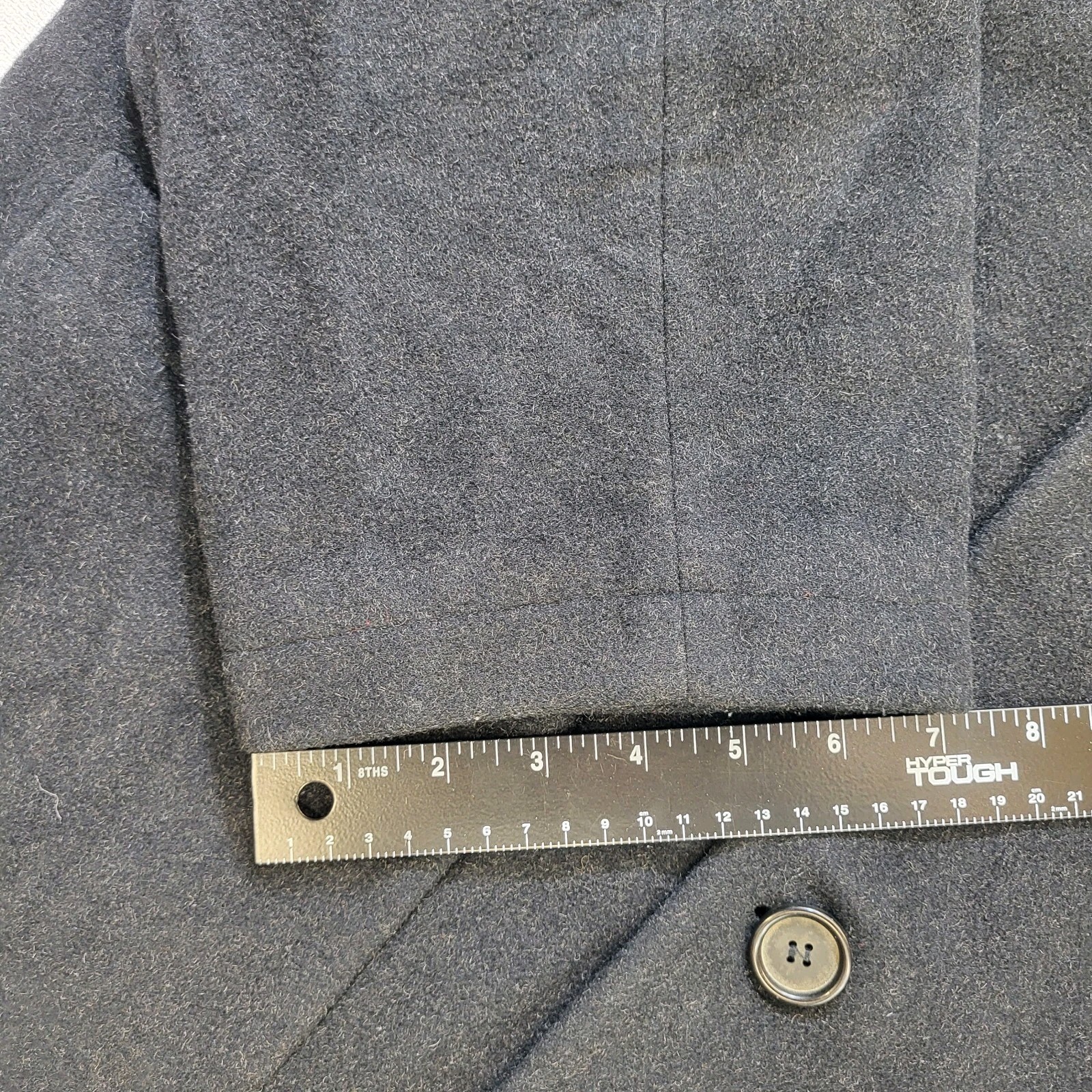 J. Riggings Jacket Men’s L Black Peacoat Wool Blend Chore Buttons Pockets Vtg