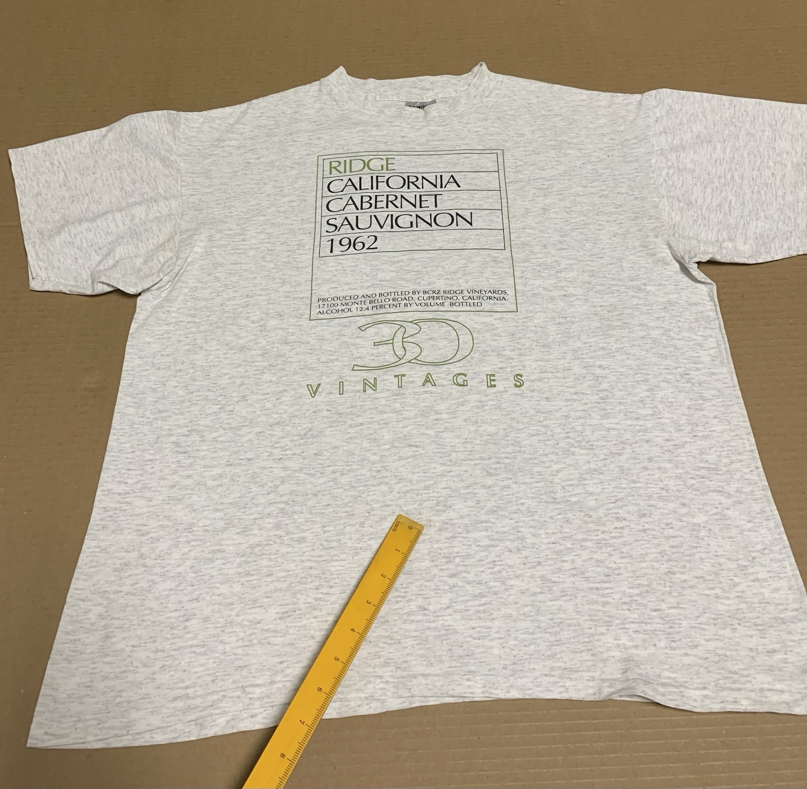 90s Ridge California Cabernet Sauvignon 1962 T-shirt XL (Minor Stains)USA Made