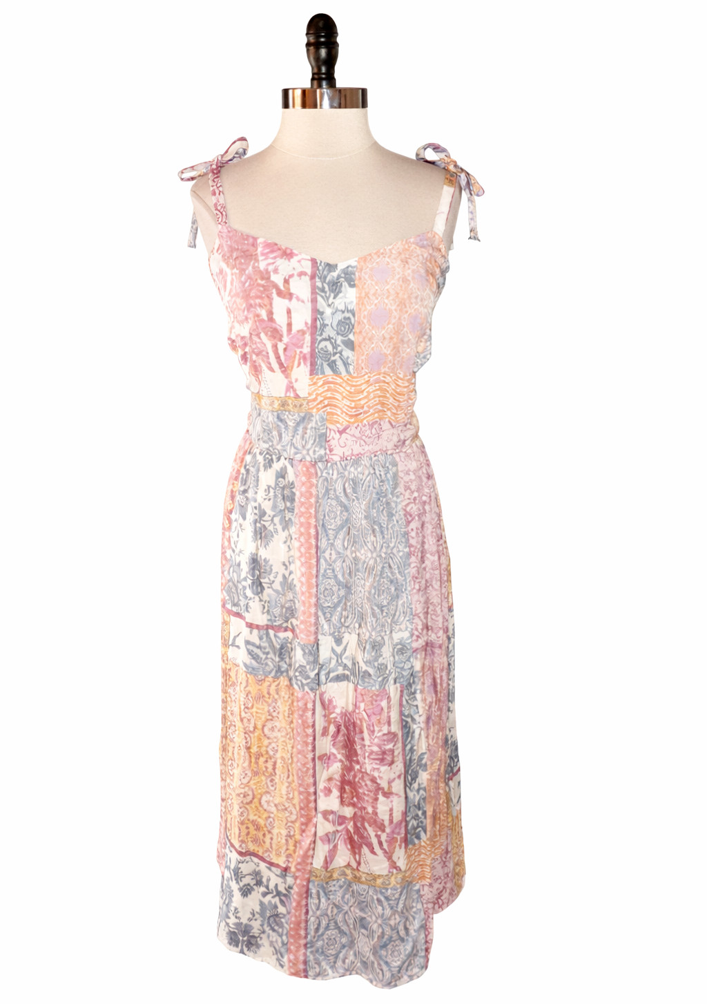 NEW LANE BRYANT Plus Sz 18W A-Line Dress Pink Blue Ivory Sleeveless Pockets Midi