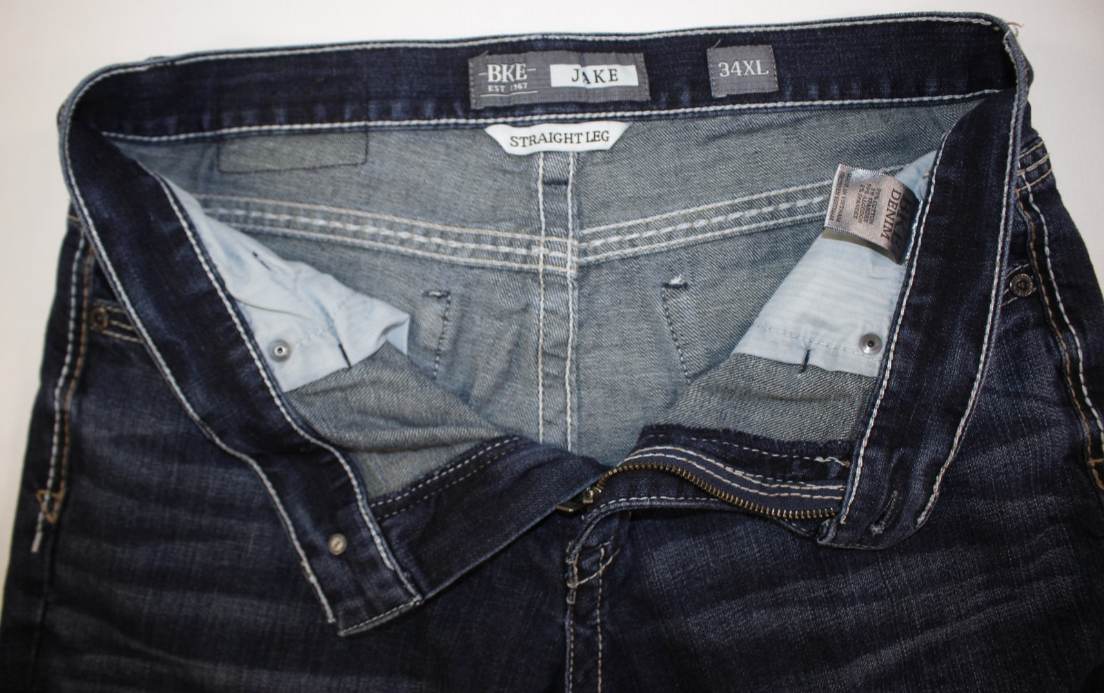 Buckle BKE Jeans Men’s 34×36 Jake Straight Stretch Distressed Dark Wash