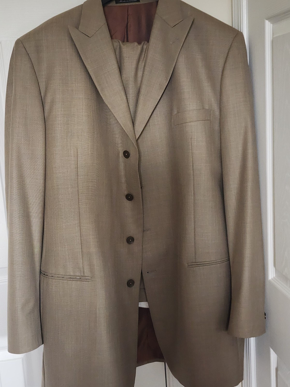 FUBU Tan Solid 2-Piece Suit Men’s Size 50XL Big & Tall 4-Button Notch Lapel