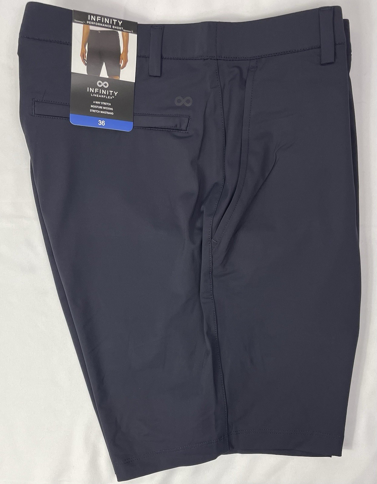 Infinity Men’s 36 LINEARFLEX NAVY PERFORMANCE Stretch Short **fit 37×8.5** NWT