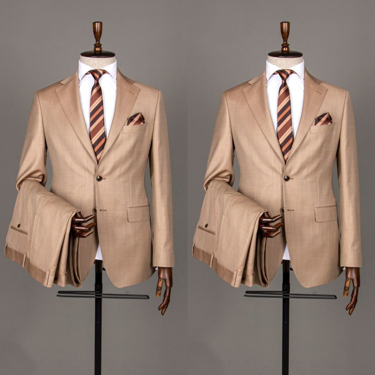 Formal Men’s Suits Beige Jacket Business 2Pcs Evening Party Tuxedos Casual Coat