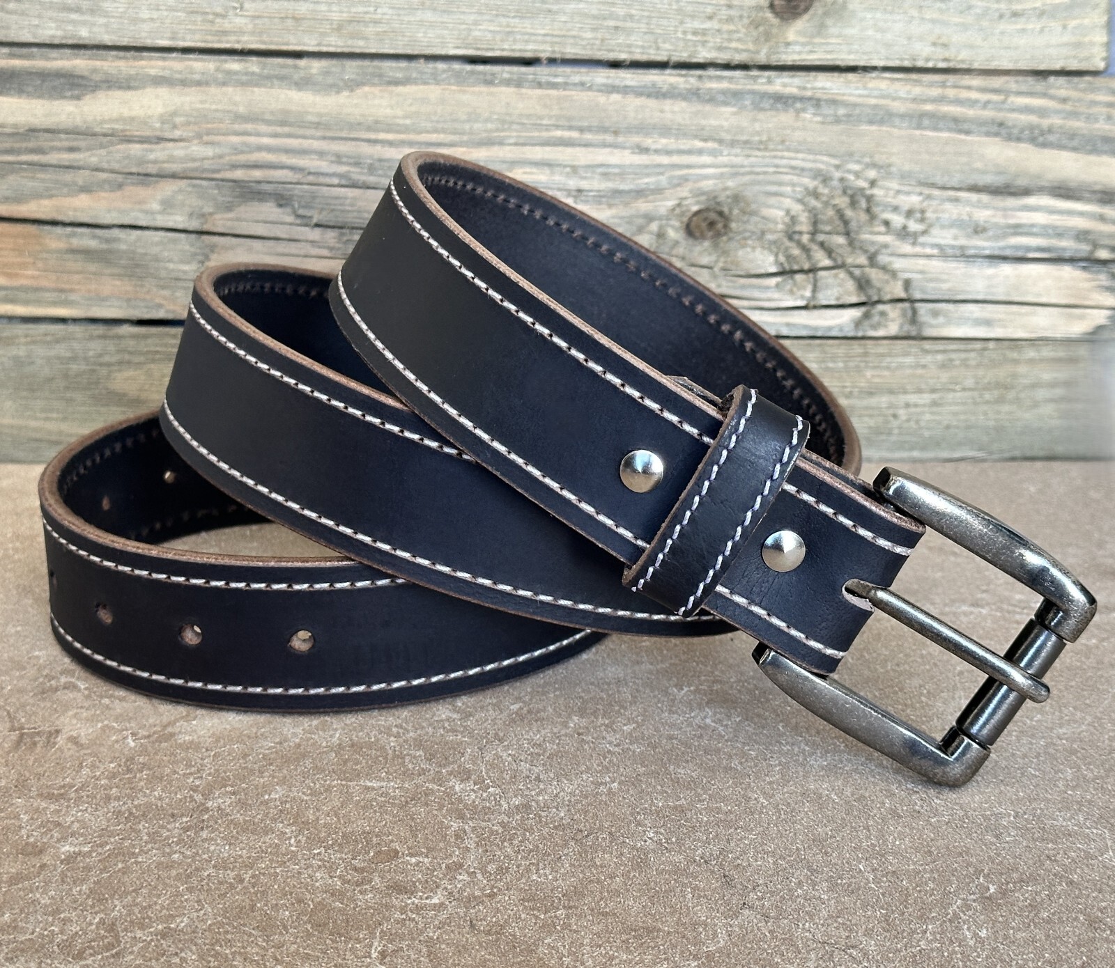MEN’S HEAVY DUTY GUN BELT WESTERN CASUAL WORK LEATHER BELT WITH REMOVABLE BUCKLE