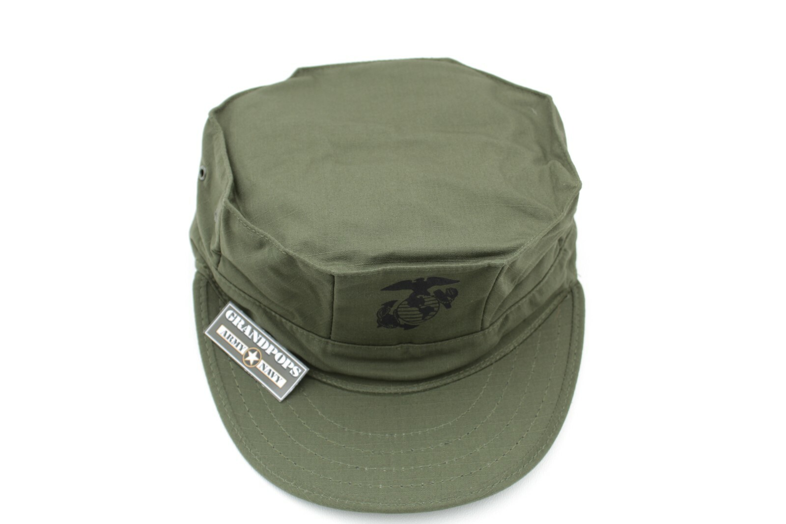 USMC CAP OD GREEN RIPSTOP 8 POINT 2 PLY TOP STITCH WITH EGA