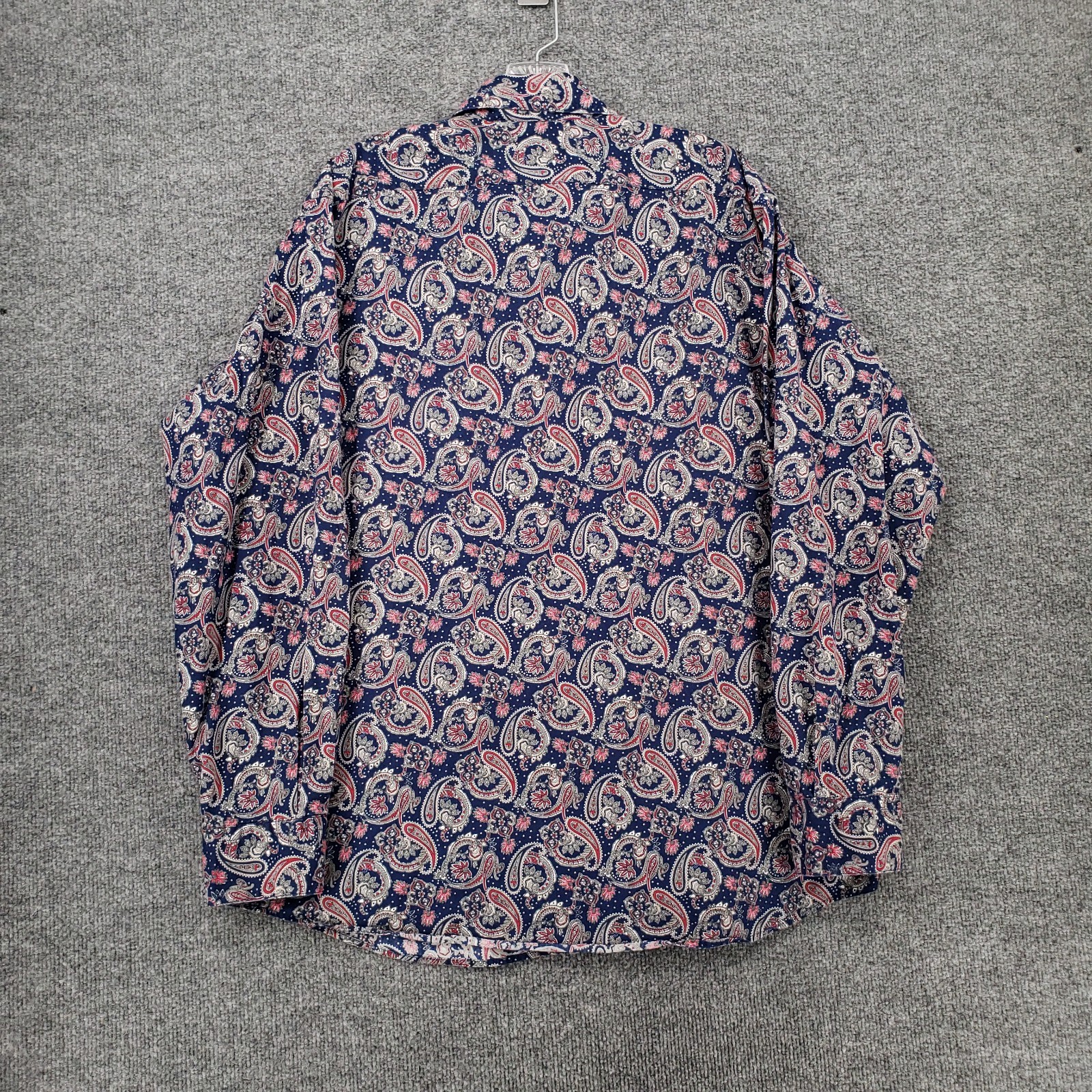 Cremieux Button Up Shirt Mens XL Blue Premium Denim Long Sleeve Paisley Collared