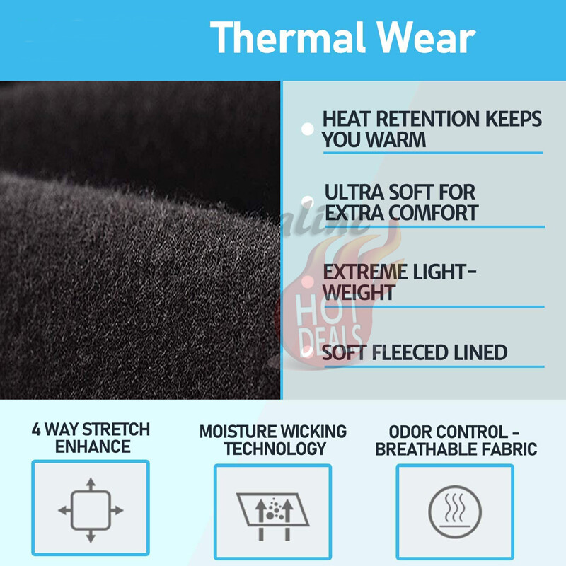 Men’s Winter Fleece Lined Thermal Cotton Top&Bottom Long Johns Underwear Set