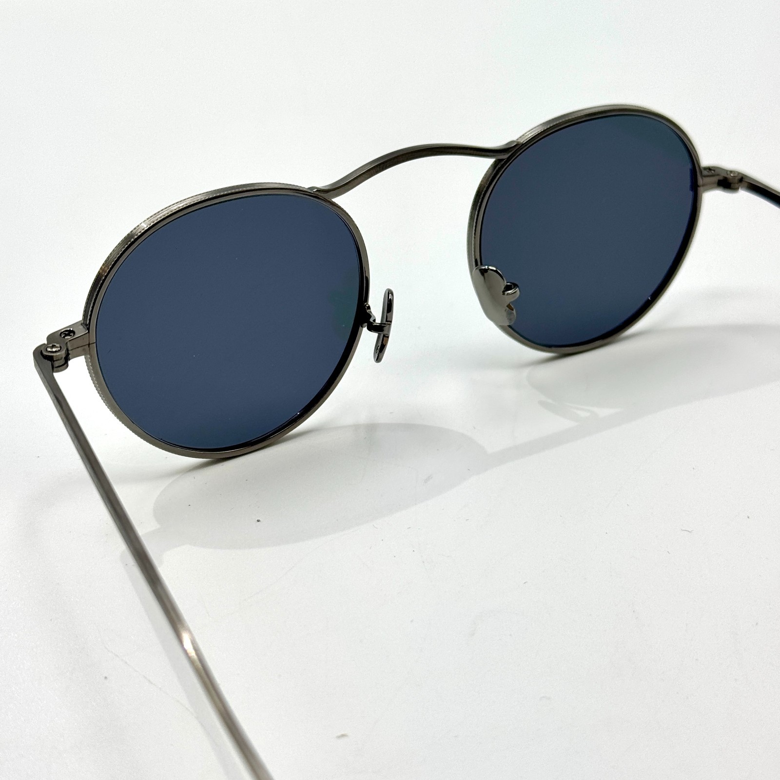 Eyevan Sunglasses Safari-E Pewter Round Frame Black Lens 46-21-145 New Authentic