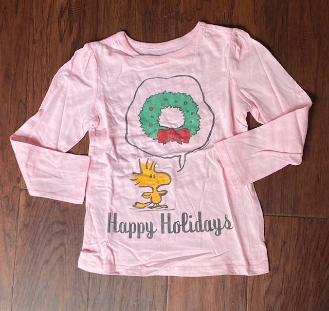 Peanuts Woodstock Happy Holidays Shirt Girl Toddler 3T