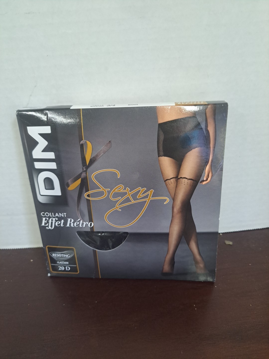 DIM Sexy Collant Effet Retro Black Panty Hose Size 3/4