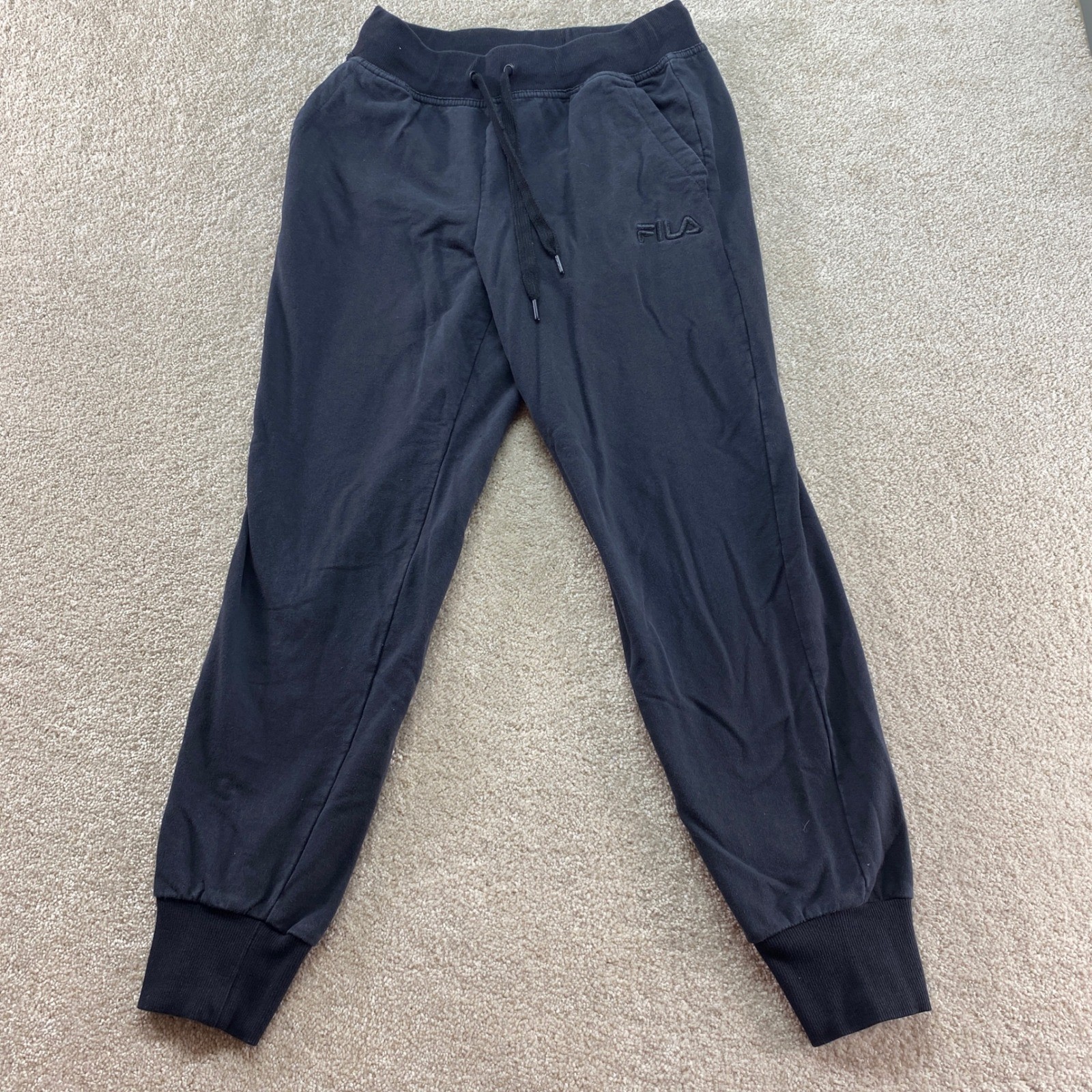 FILA Sweatpants Men Size Small Black Jogger Athletic Lounge Casual Drawstring