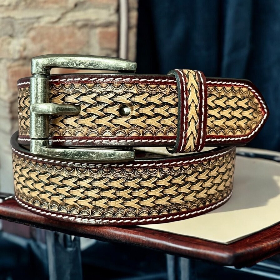 Men’s Belt Full Grain Leather Strap With Removable Buckle Western Belt 1.5″ Wide