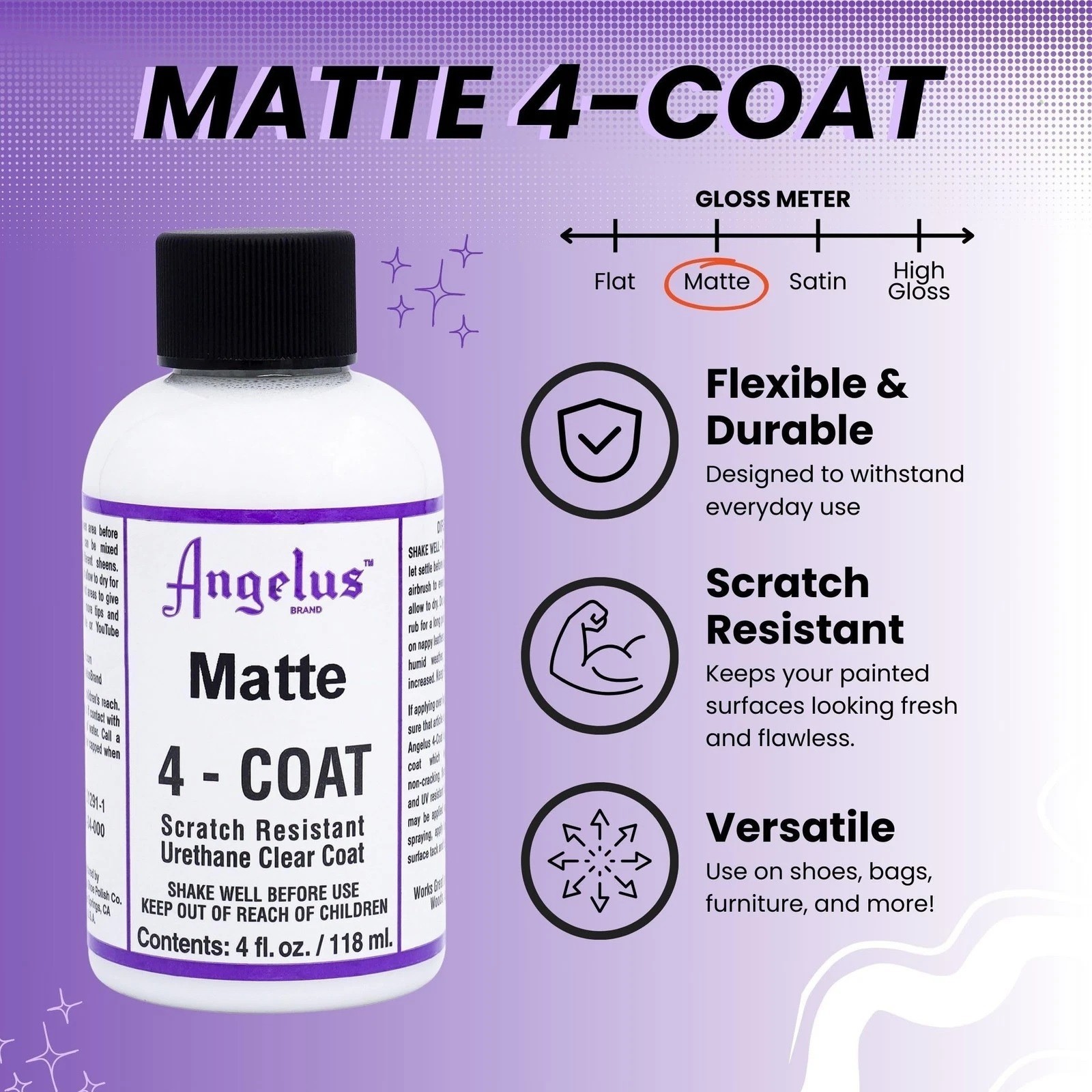 Angelus Matte 4-Coat Scratch Resistant Leather Shoes Bags Jackets Finisher 4 Oz.