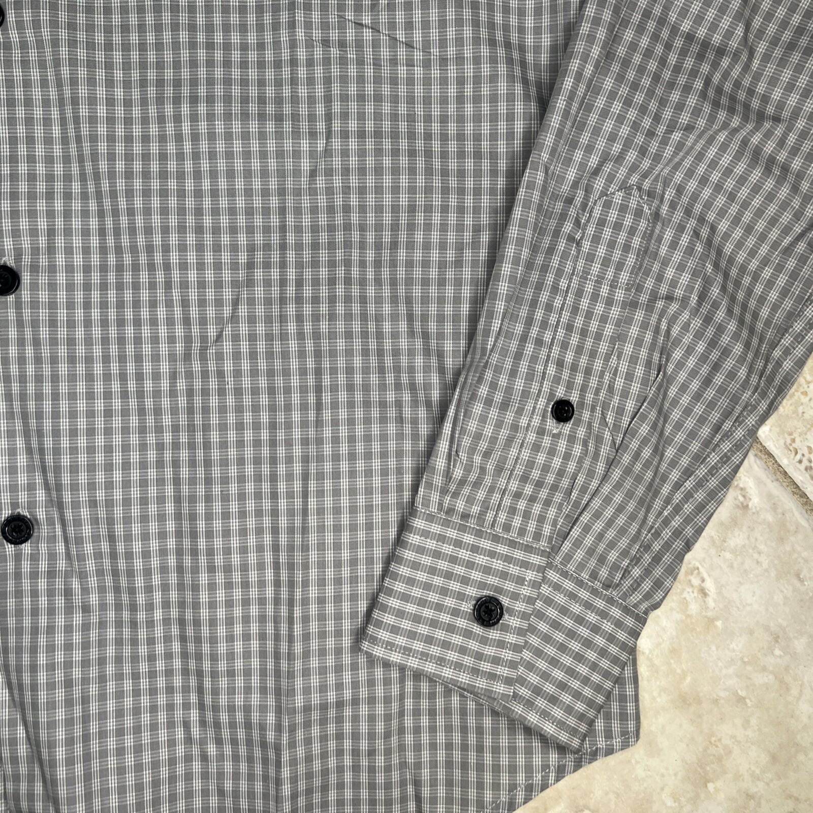 Armani Exchange A|X Casual Regular Fit Shirt Mens S Tan Checked w/ Logo NWT