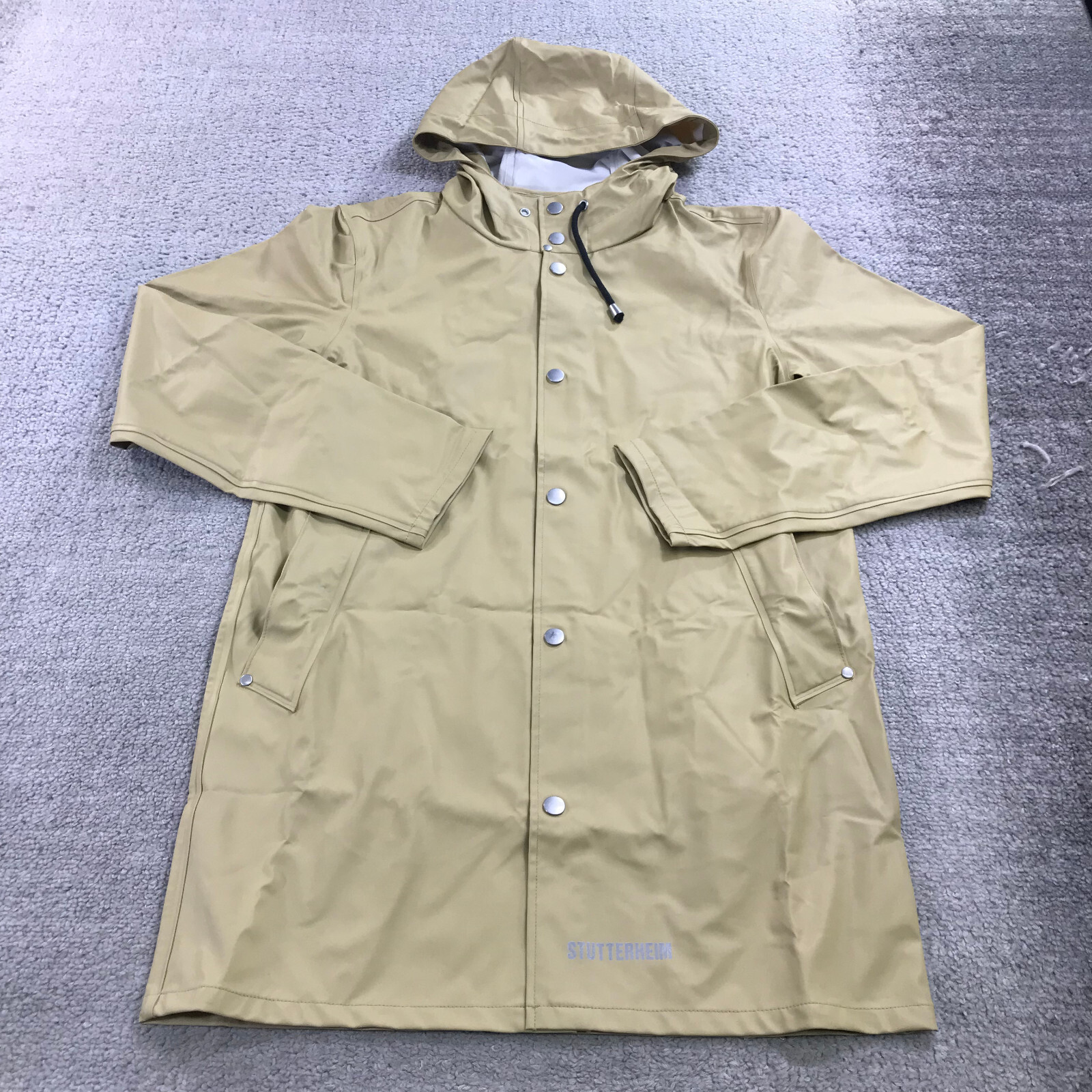 Stutterheim Jacket Mens 2XS XXS Snap Hoodie Hood Rain Coat Heavy Stockholm Nude