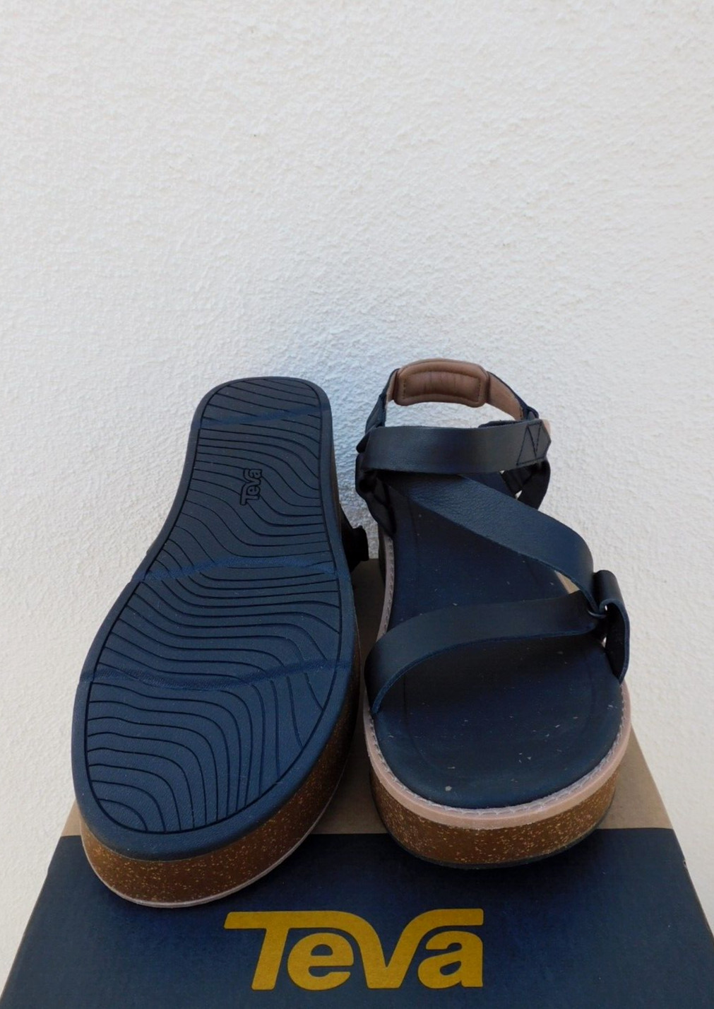 TEVA MADERA BLACK LEATHER PLATFORM WEDGE SANDALS, WOMEN US 10/ EUR 41 ~NEW