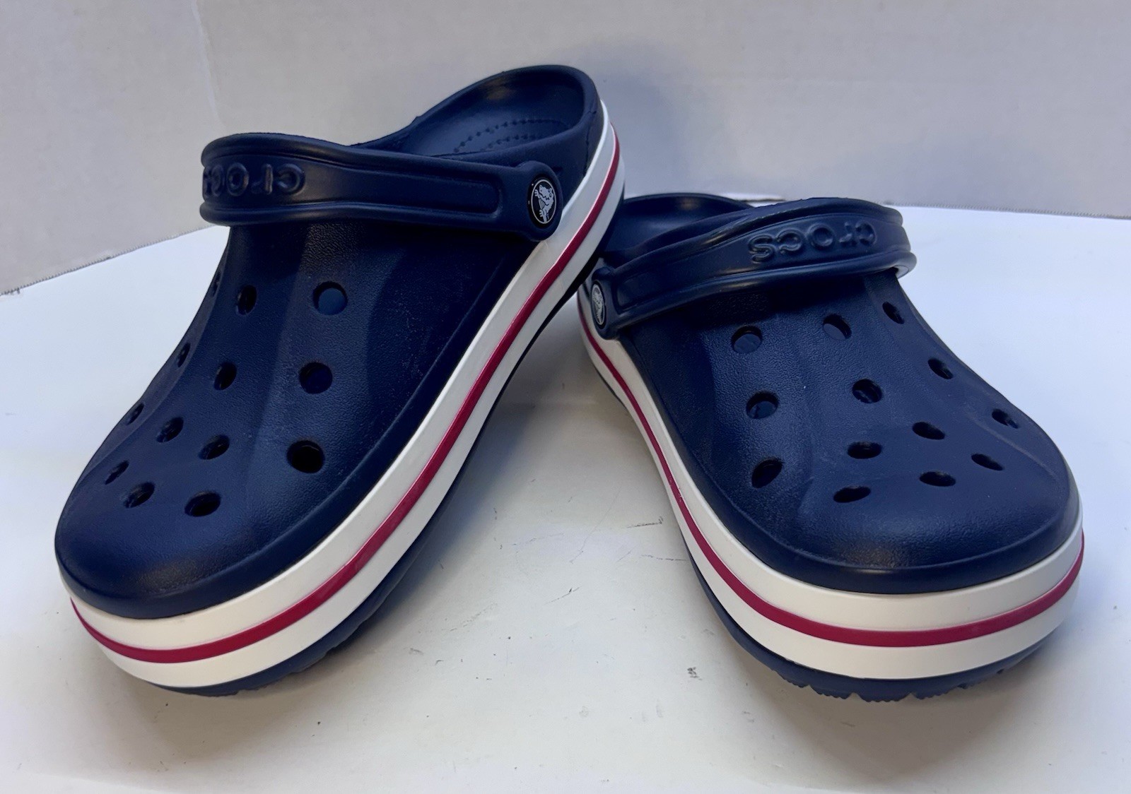 Crocs Bayaband Clog Slip-On Sandals Waterproof Women’s 10 Mens 8 Blue White Red