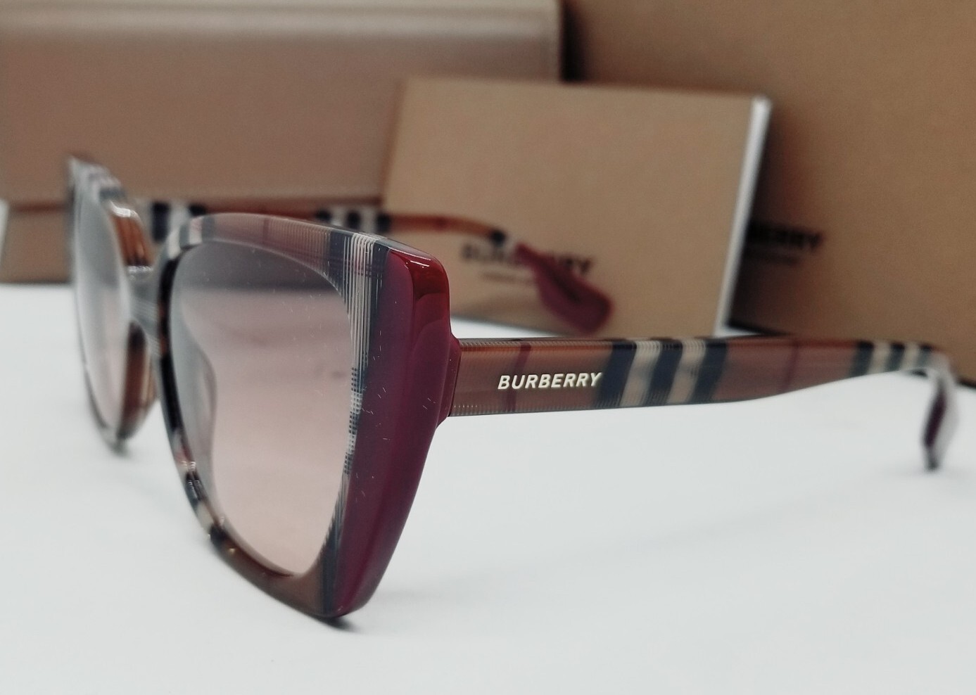 BURBERRY brown check/pink gradient MERYL BE4393 405413 54 sunglasses NEW IN BOX!