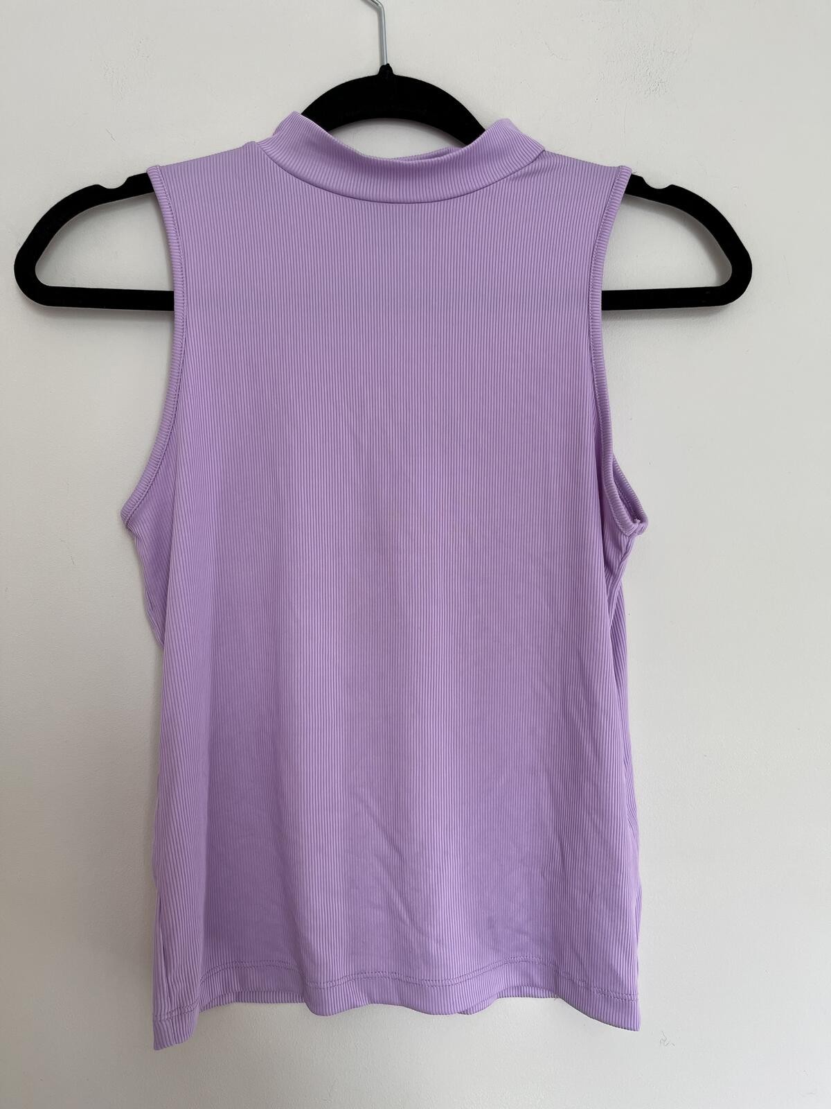 Primark Lilac Ribbed High Neck Sleeveless Top – Size UK 12-14