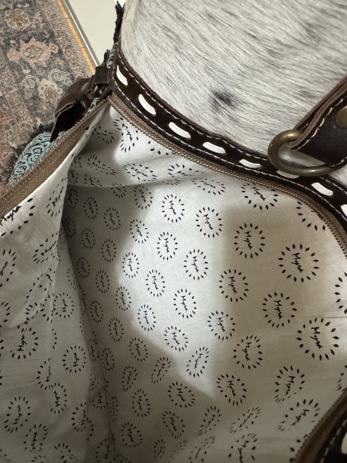 MYRNA Seagrass Weekender Tote – Leather, Hair-On Cowhide, New with Tags