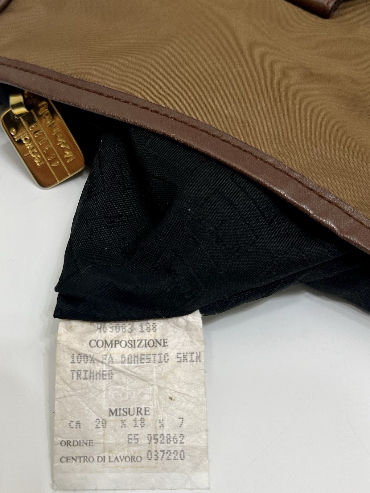 MOSCHINO by REDWALL Tan Nylon + Leather Vintage Crossbody Shoulder Bag