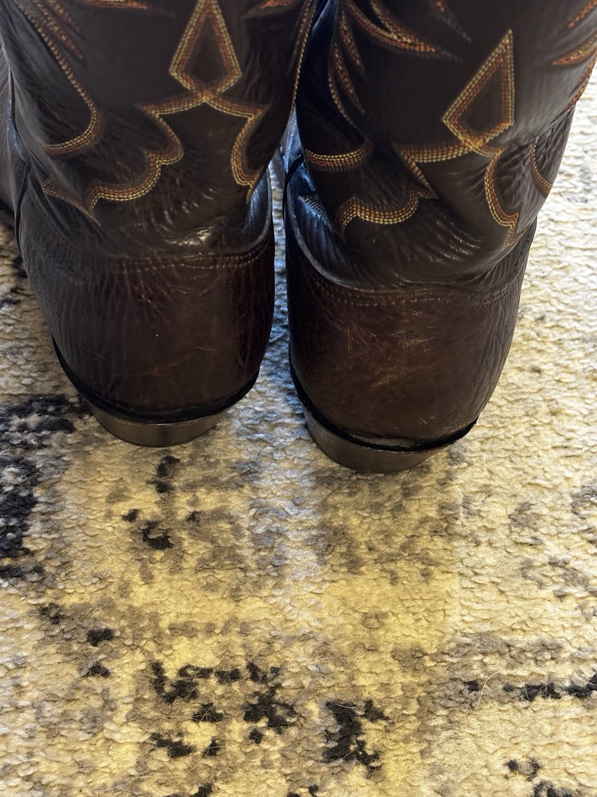 Larry Mahan Nocona Texas Brown Bullhide Leather Mens Size 10 XE Cowboy Boots