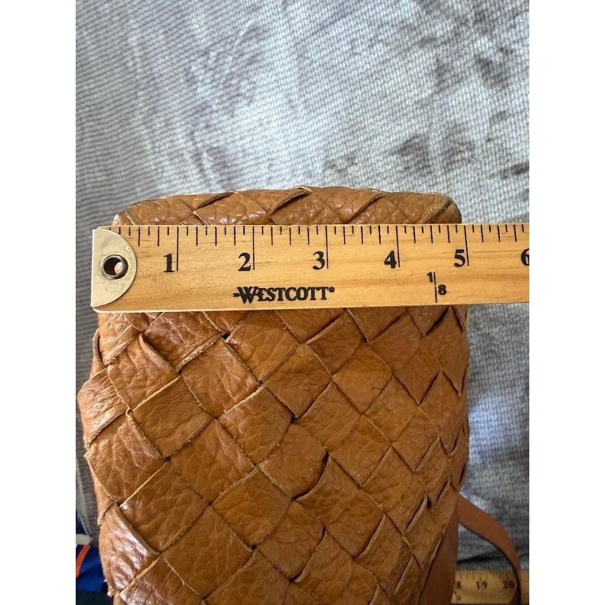 FALOR Woven Leather Tote Bag Cognac Tan Made in Italy Intrecciato Shoulder Bag