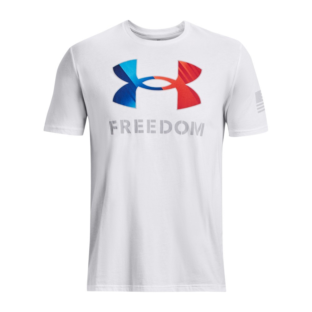 Under Armour 1373894 Men’s UA Freedom Amp Logo T-Shirt, White, X-Large