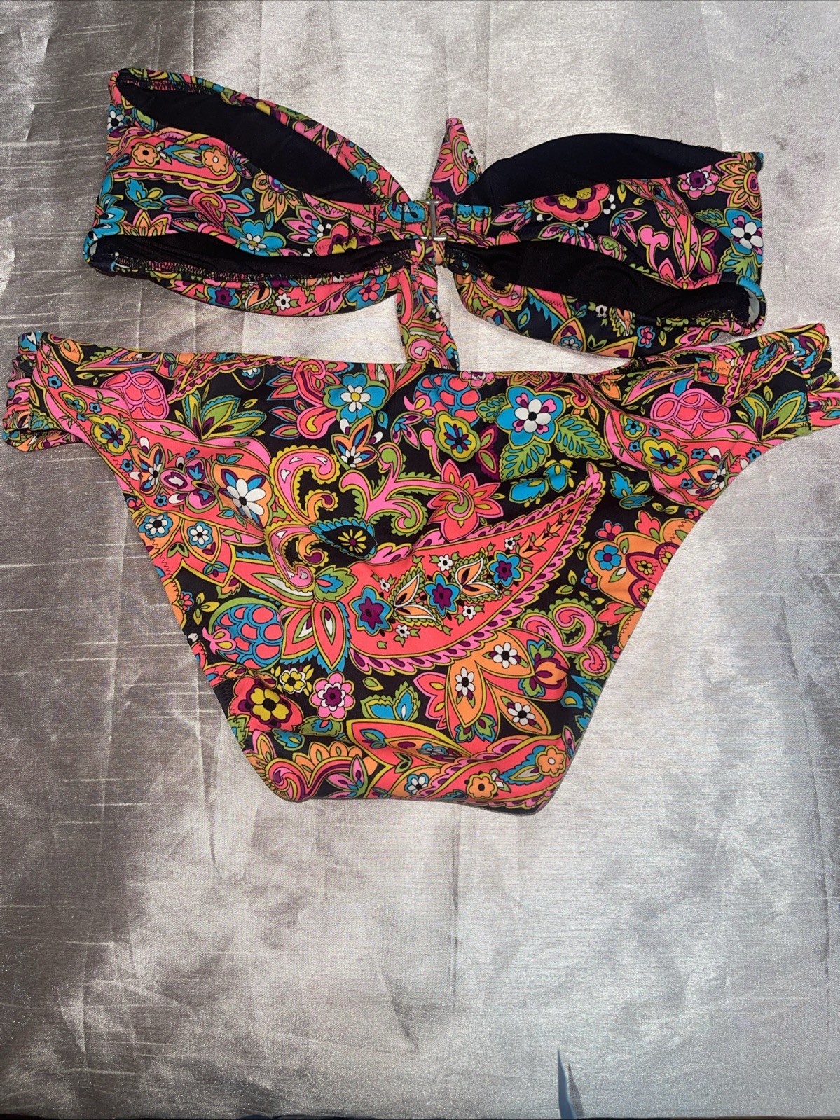 Victoria’s Secret Strapless Bikini Set Multicolor Paisley Size Large