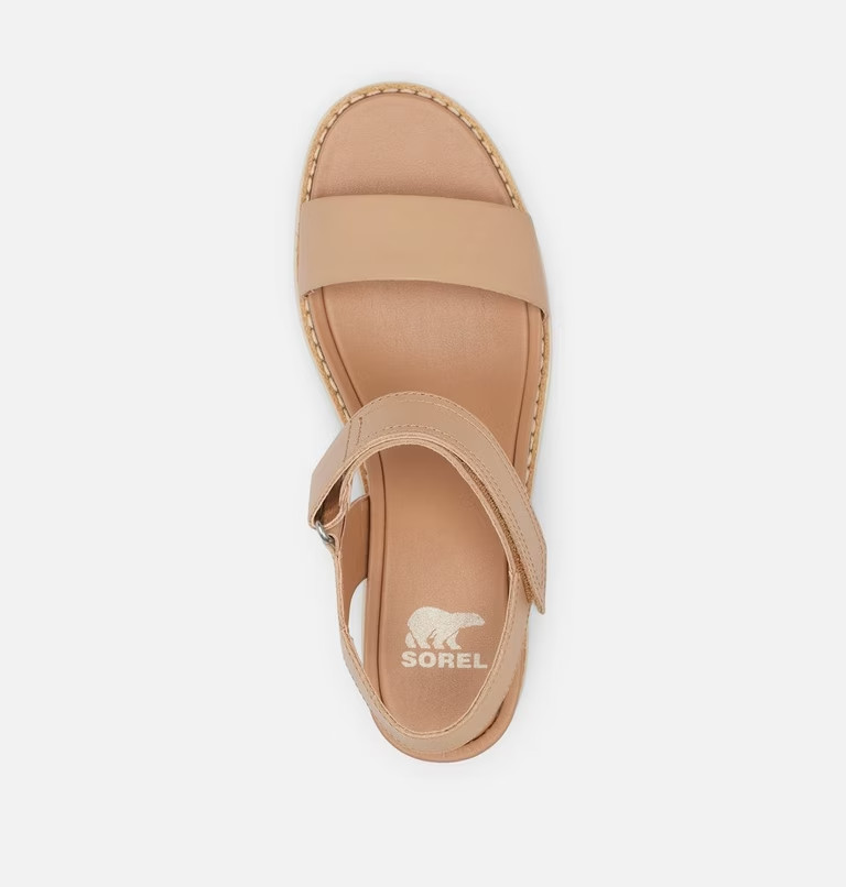 NIB SOREL Joanie IV Y-Strap Wedge Sandals, Honest Beige & Bleached Ceramic, 6M