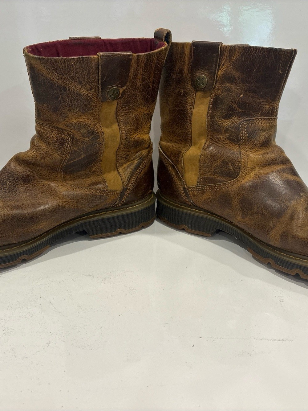 Vintage Dr. Martens Slip On Brown Leather Boots Mens 12 Made In England
