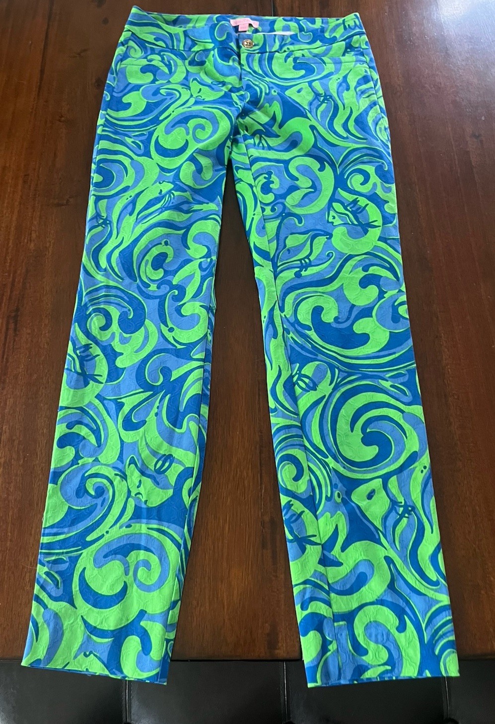 Lilly Pulitzer Kelly Ankle Pant Canopy Green I’m No Angel Swirl Disco Artsy 4