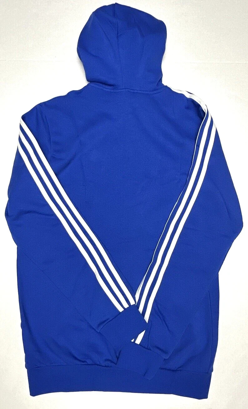 Adidas men Essential French Terry 3-Stripes Full-Zip Hoodie Royal Blue White 2XL