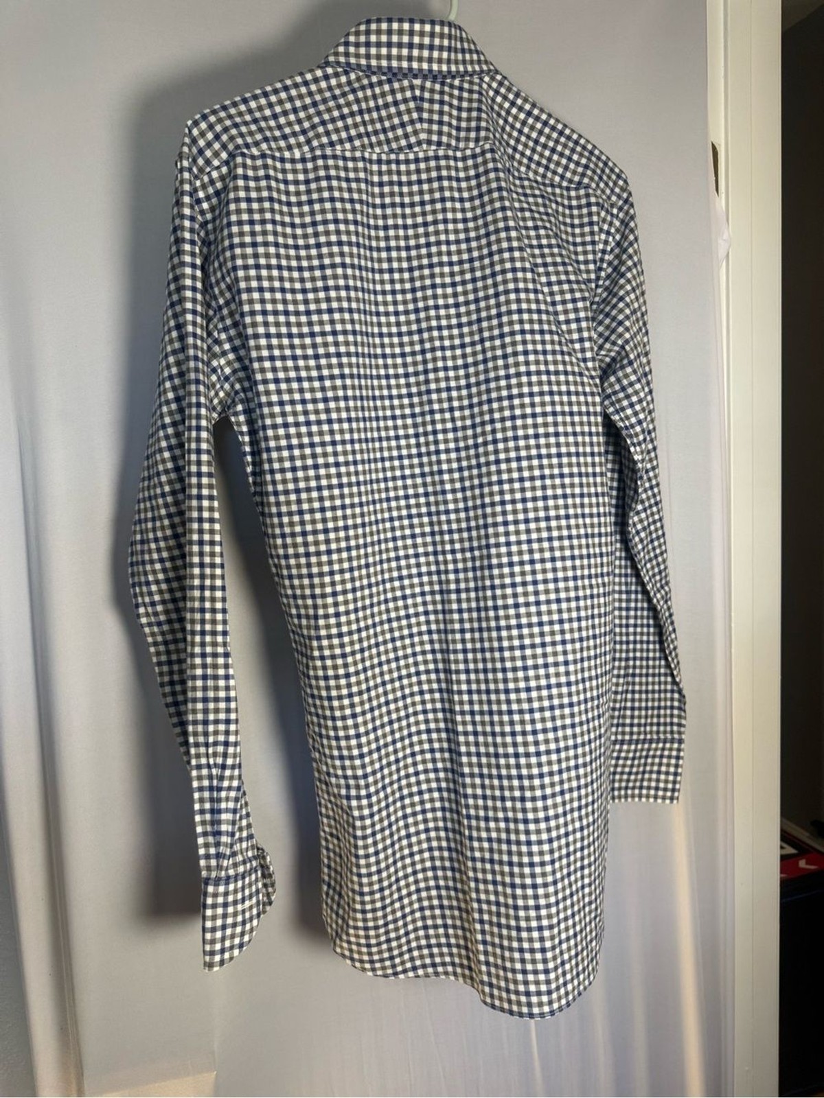 Proper Cloth Men’s Navy Blue Gingham Button Down Shirt 100% Cotton