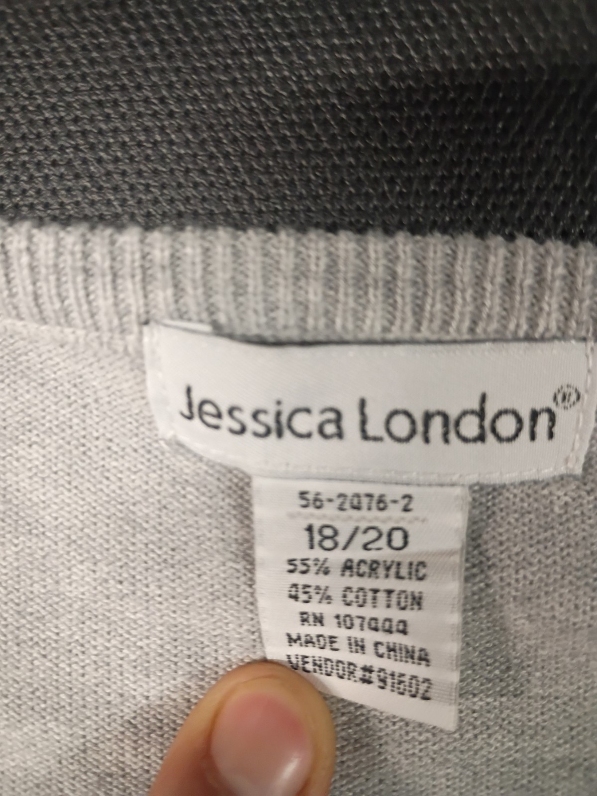 Jessica London Button-up Sweatshirt Women’s Plus Size 18/20 Gray