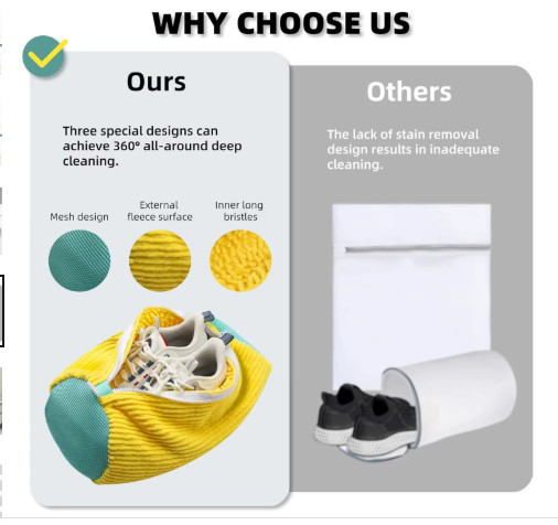 Durable Shoe Washing Machine Bag for All Shoe Types-Yellow with Blue Zipper Idea