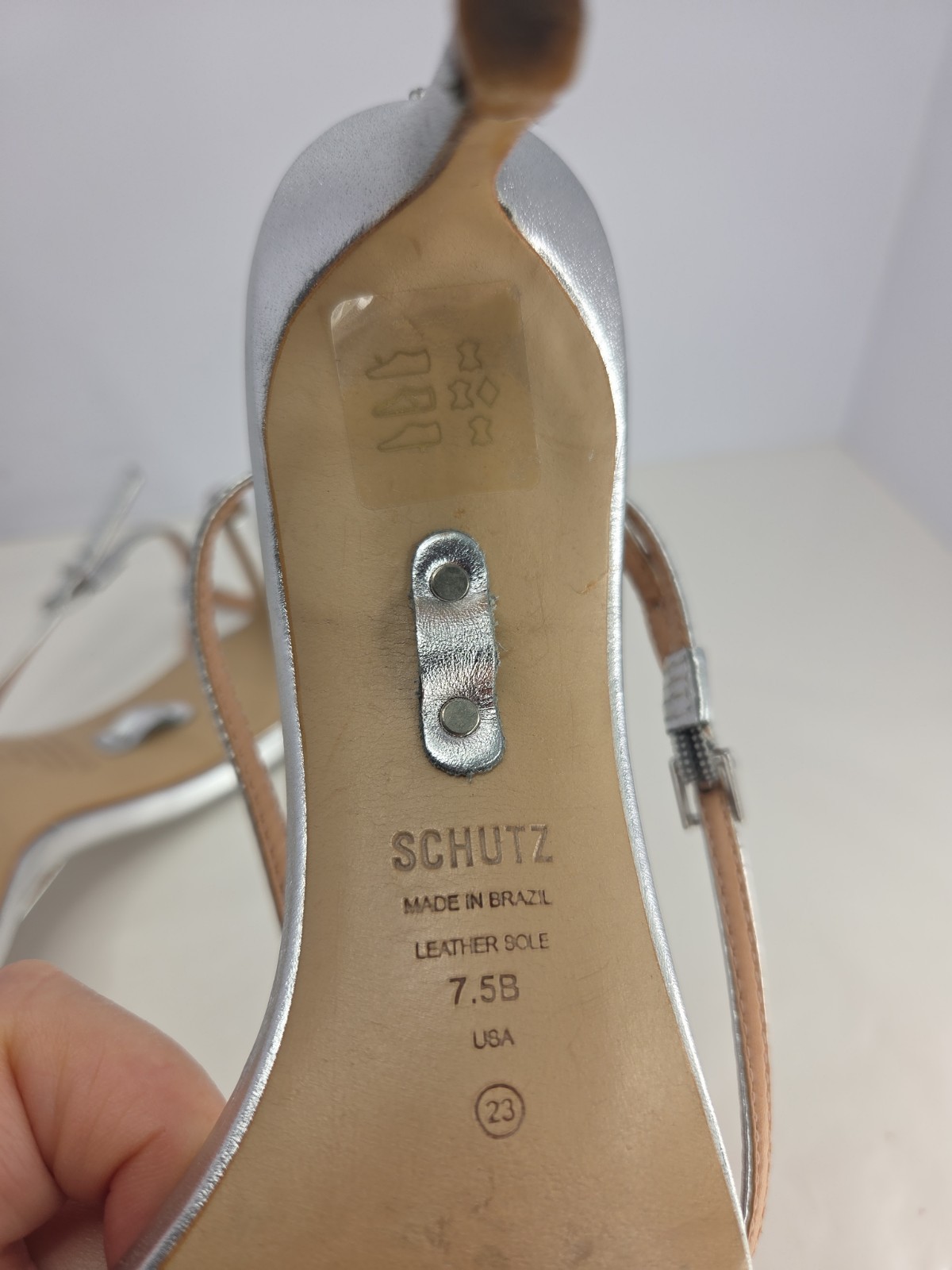 Schutz High Silver Leather Sandal w/Detachable Leather Gladiator Ties Sz 7.5B