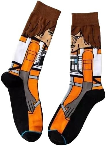 LUKE SKYWALKER | Mens Star Wars Jedi Black Socks | One Size UK 6-11 EU 40-46