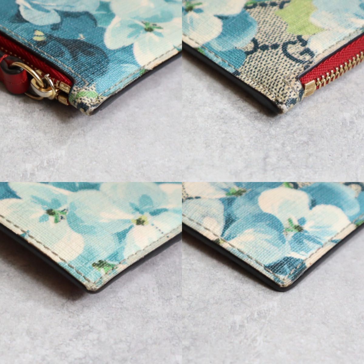 Complete Accessories GUCCI GG Blooms Coin Card Holder Fragment Case Blue Red GG