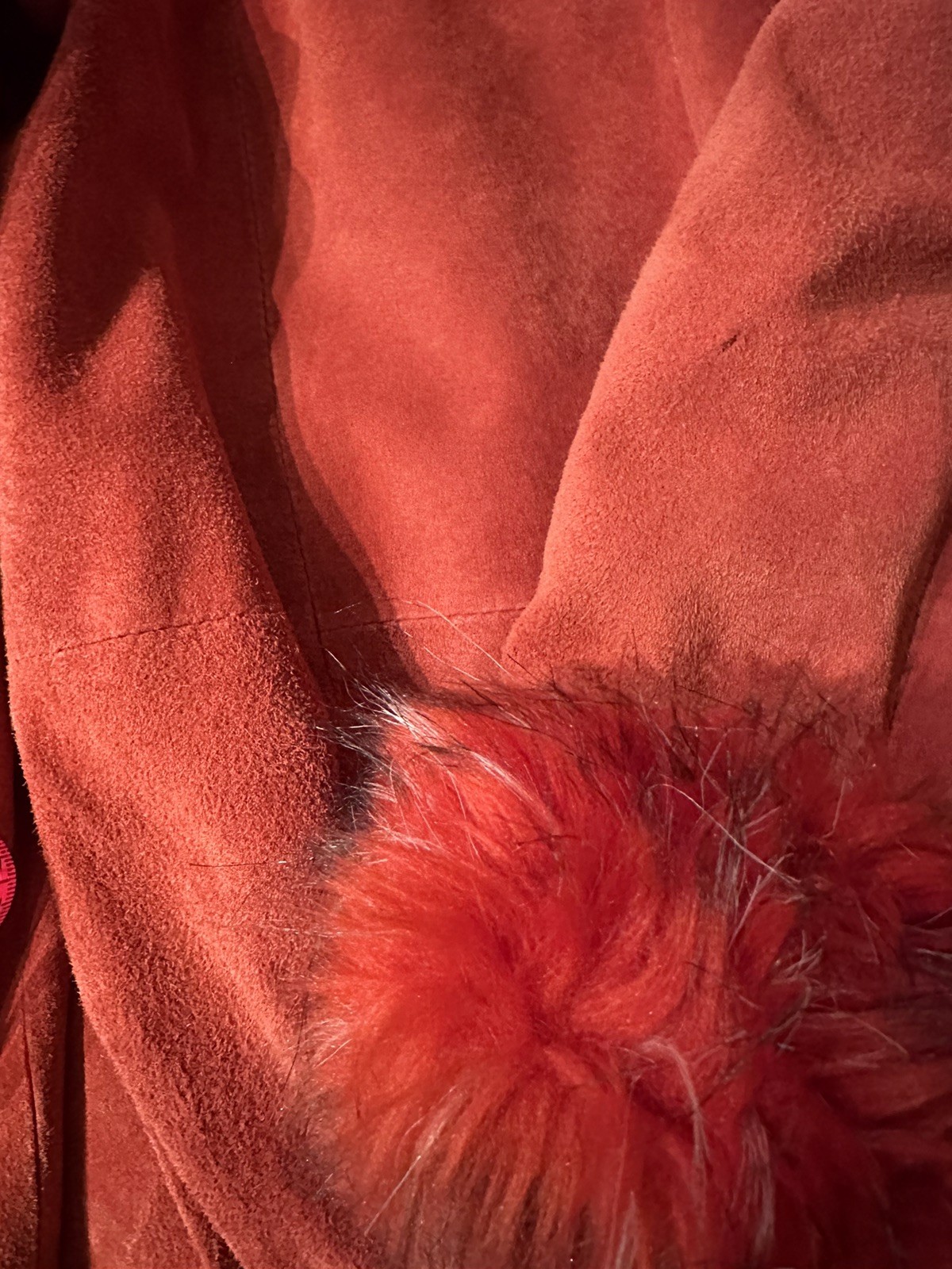 Rare Vintage Long Red Real Suede Afghan Coat Maxi Leather Fur Y2K Penny Lane 12